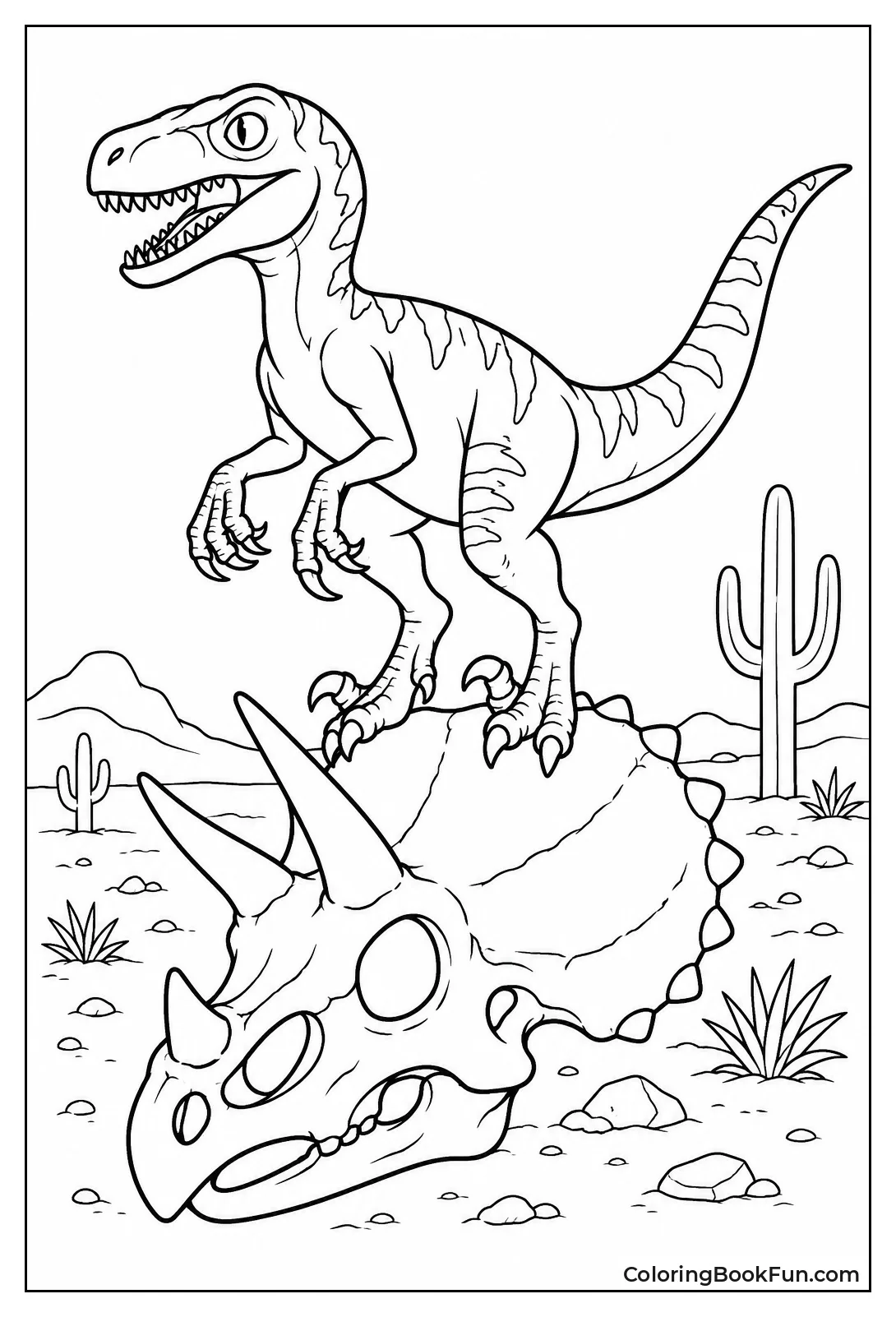 Velociraptor on Triceratops Skull