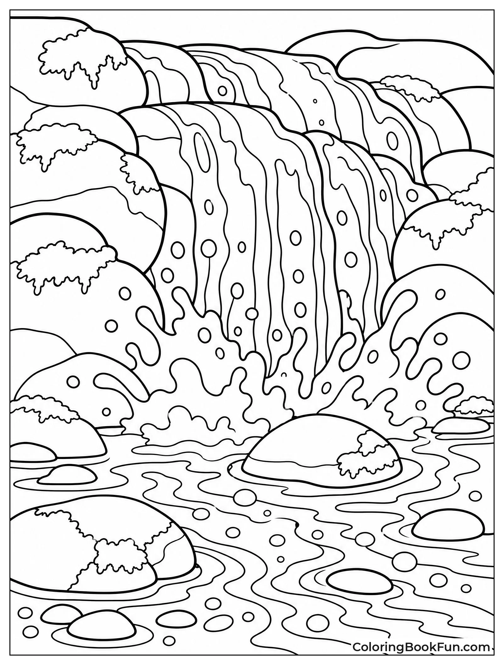 Water Splashing Over Smooth Rocks