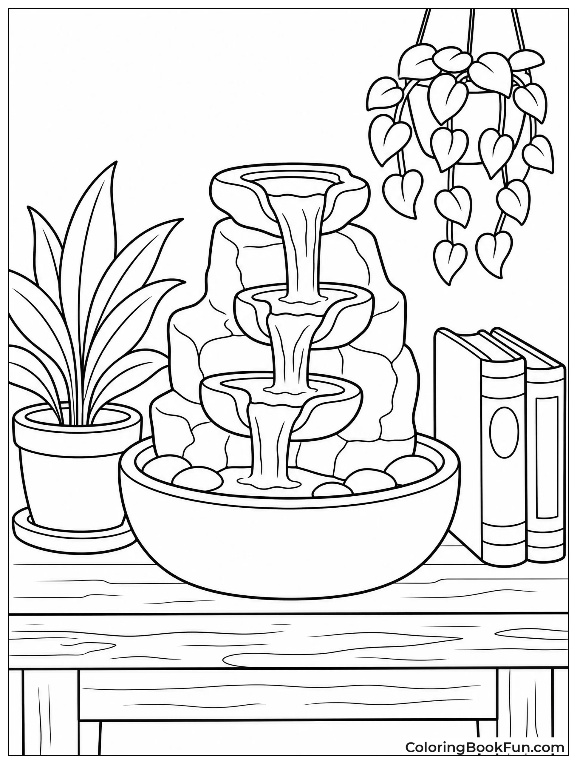 Indoor Fountain on Wooden Table