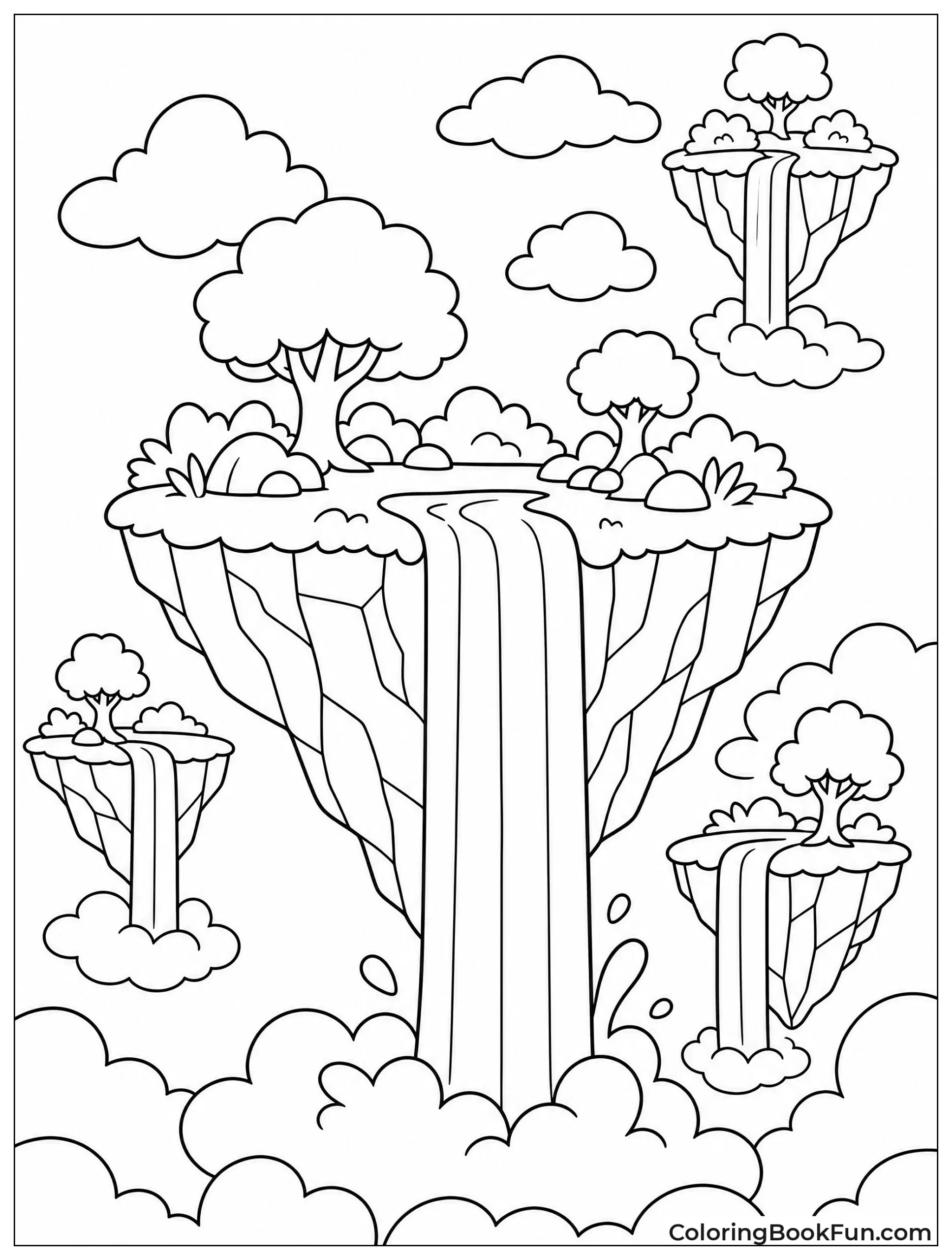 Waterfalls from Floating Islands in Sky