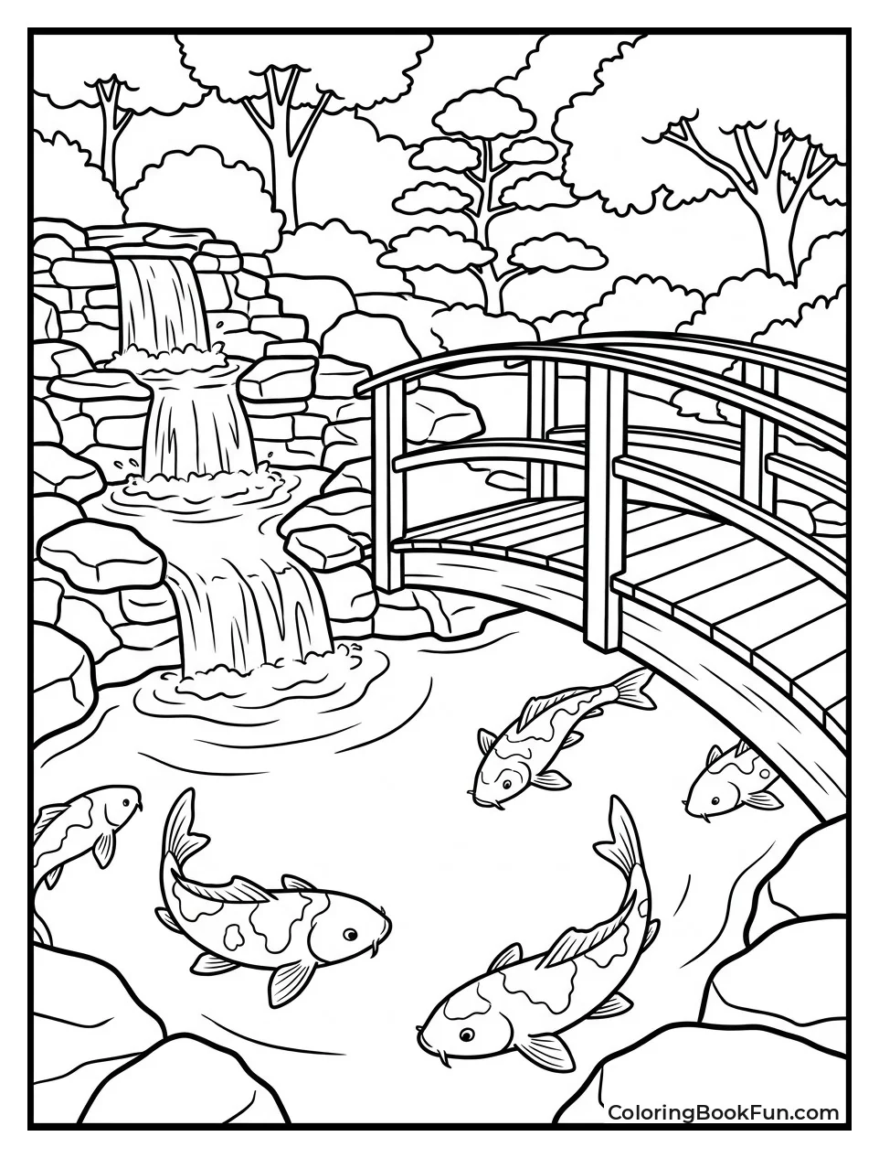 Stone Waterfall in Zen Garden