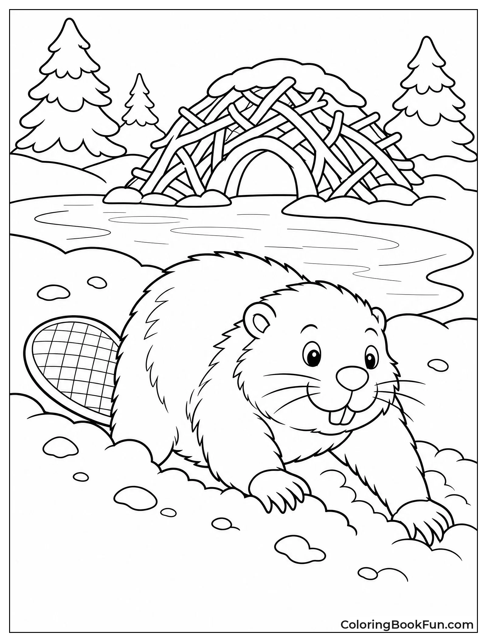 Beaver Pushes Through Winter Snow