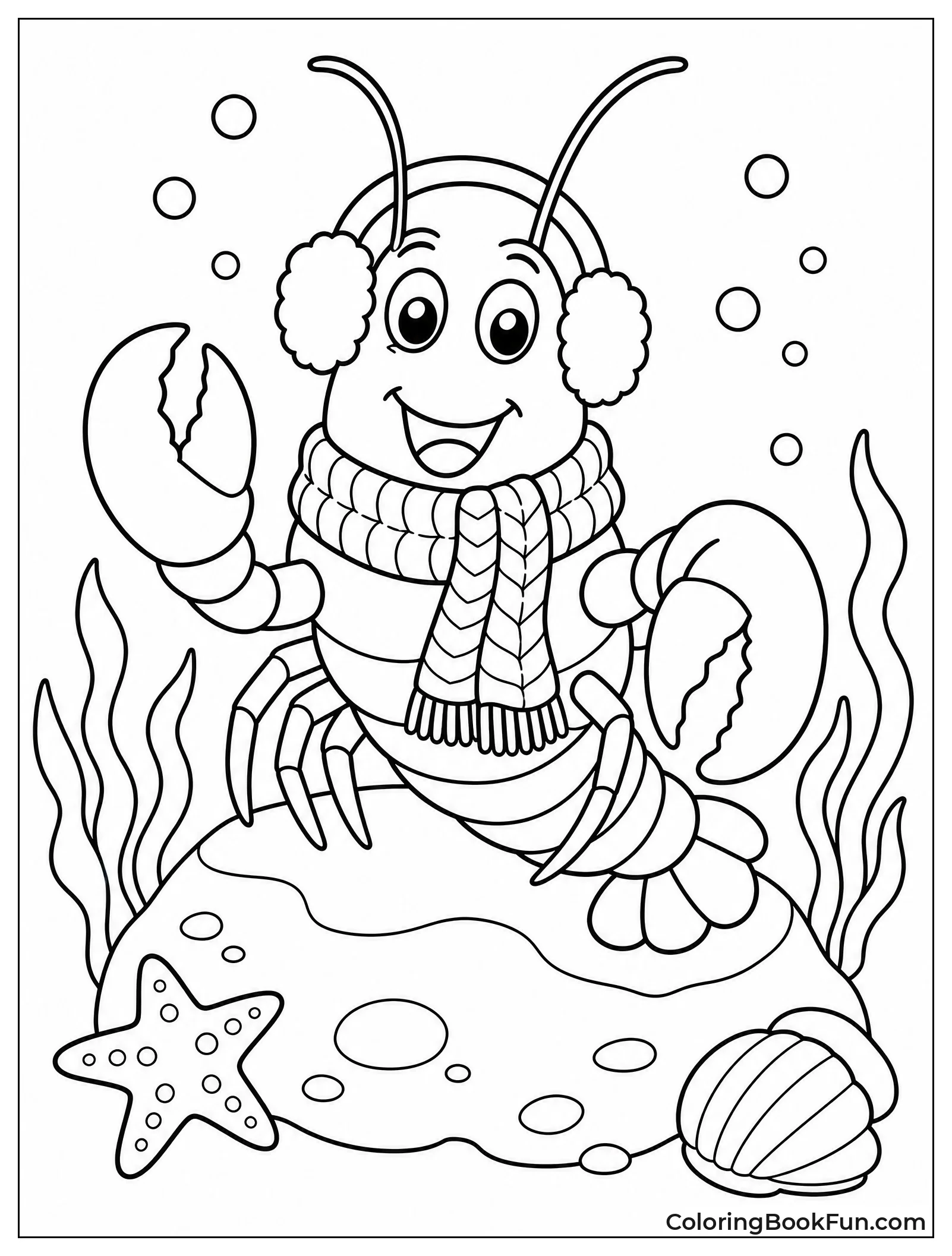 Lobster Wearing Cozy Knitted Scarf