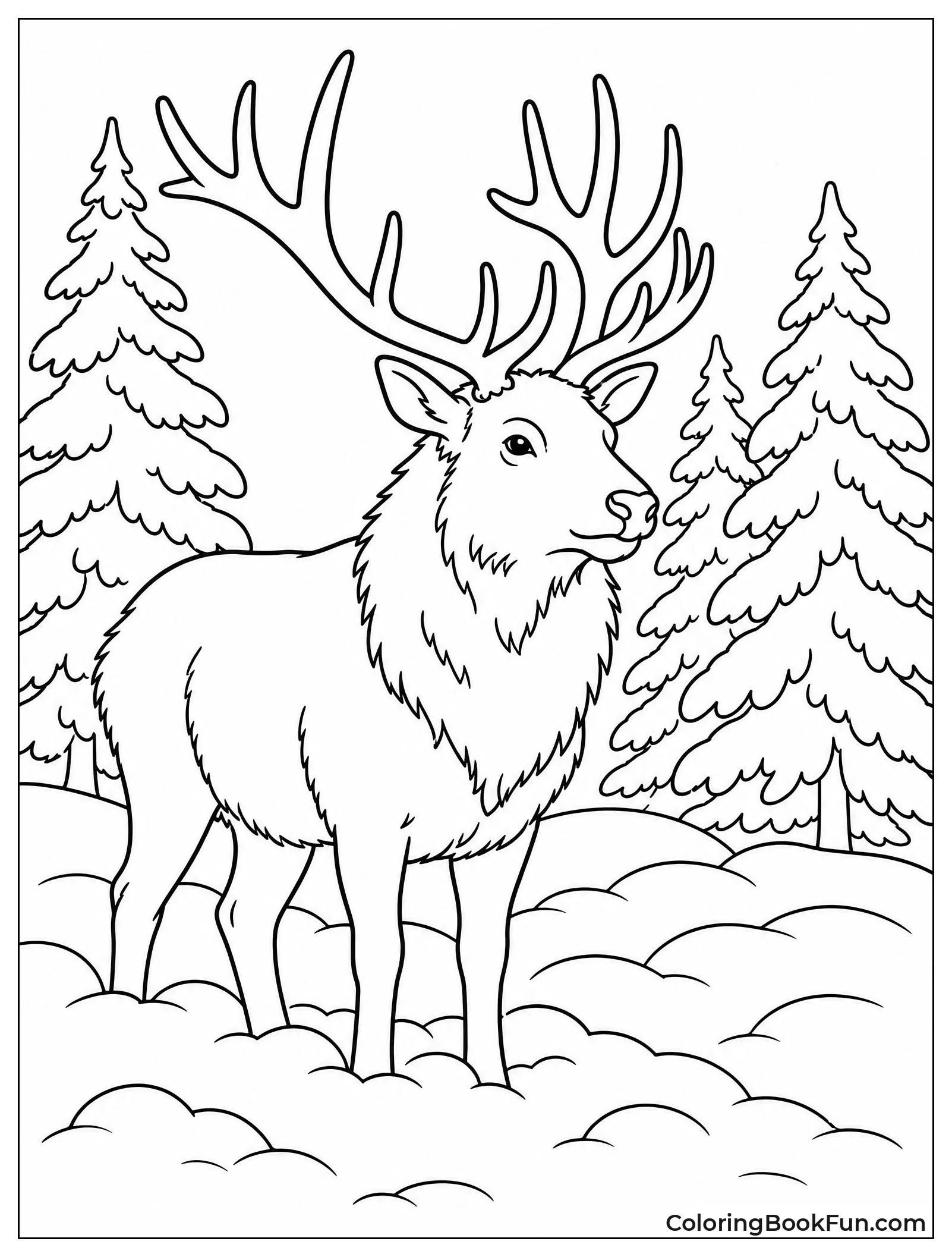 Elk Standing in Deep Snow