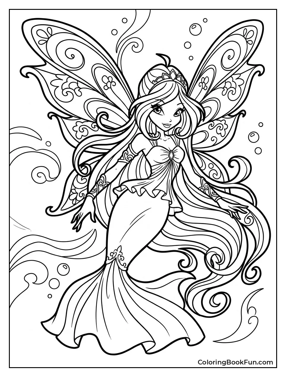 Bloom with Flowing Hair and Wings