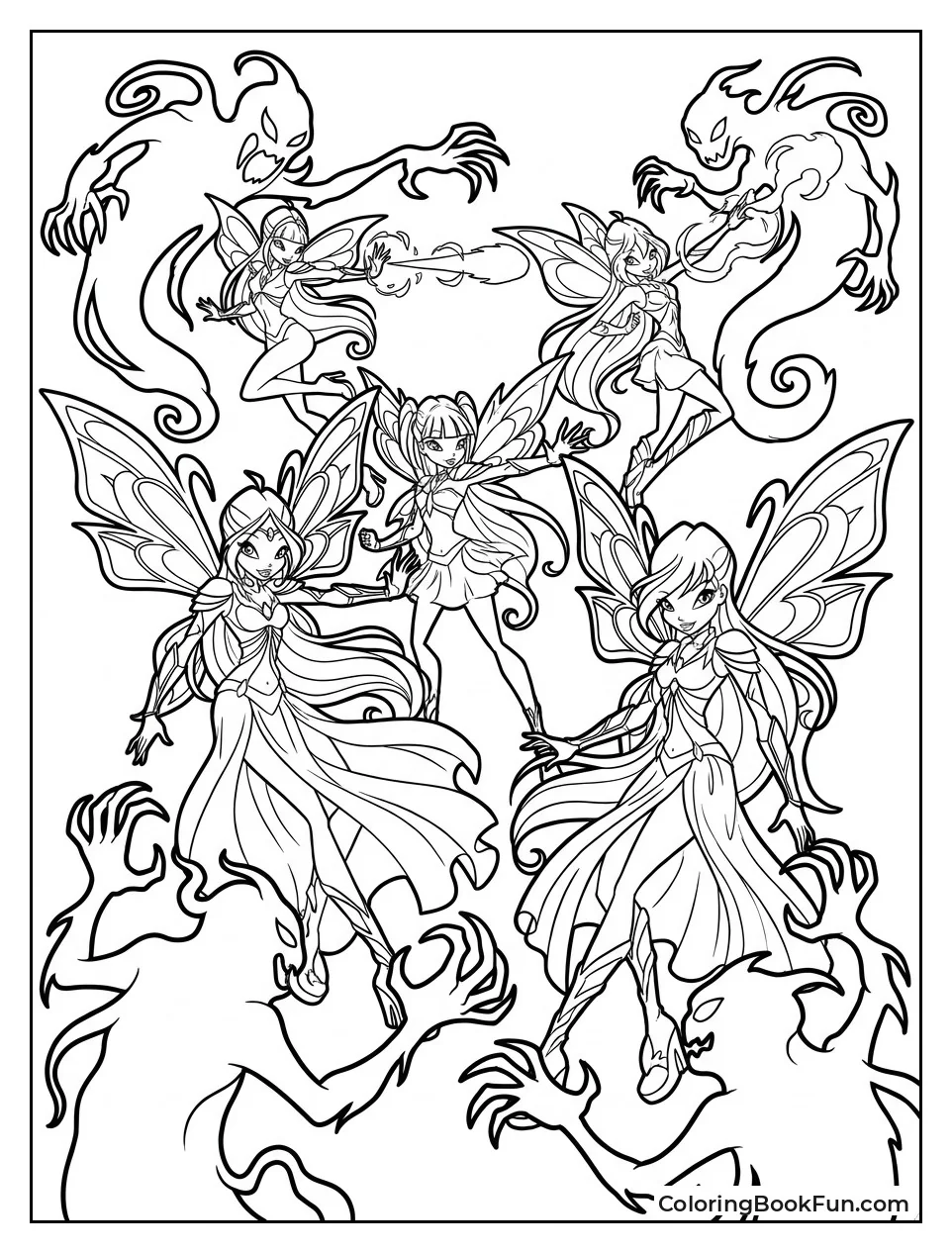 Winx Fight Shadow Creatures in Bloomix