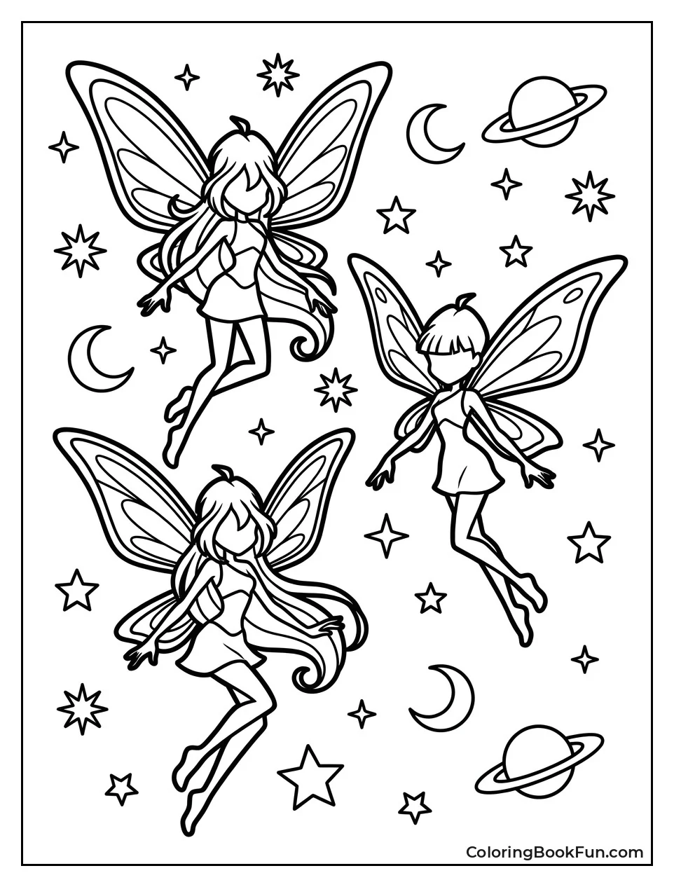 Winx Fly Through Stars in Space
