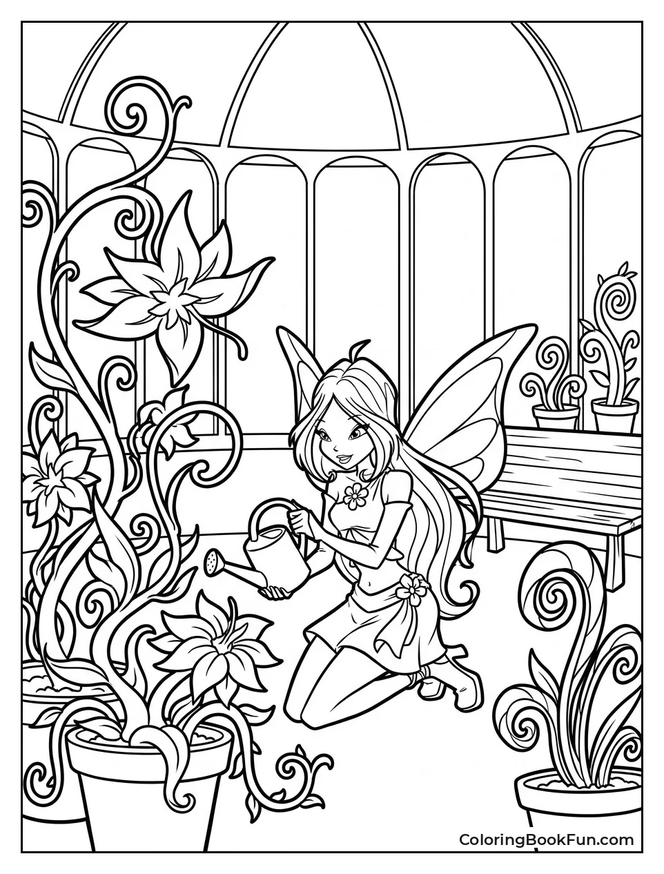 Flora Tends Exotic Plants in Greenhouse
