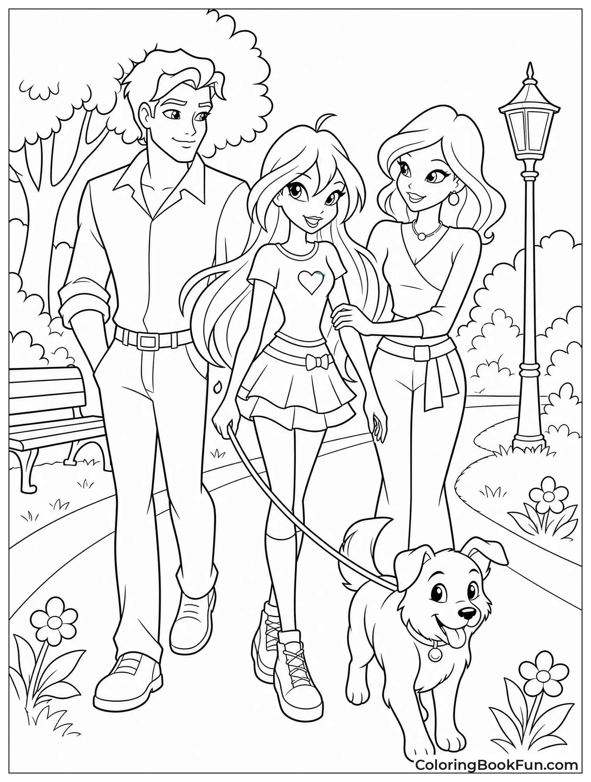Bloom Walks Dog with Her Parents