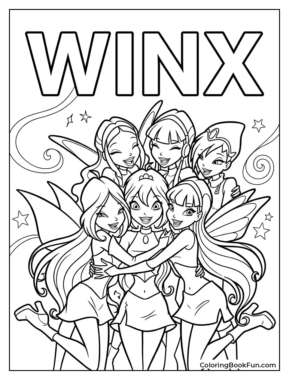 Winx Girls Hug Each Other Joyfully