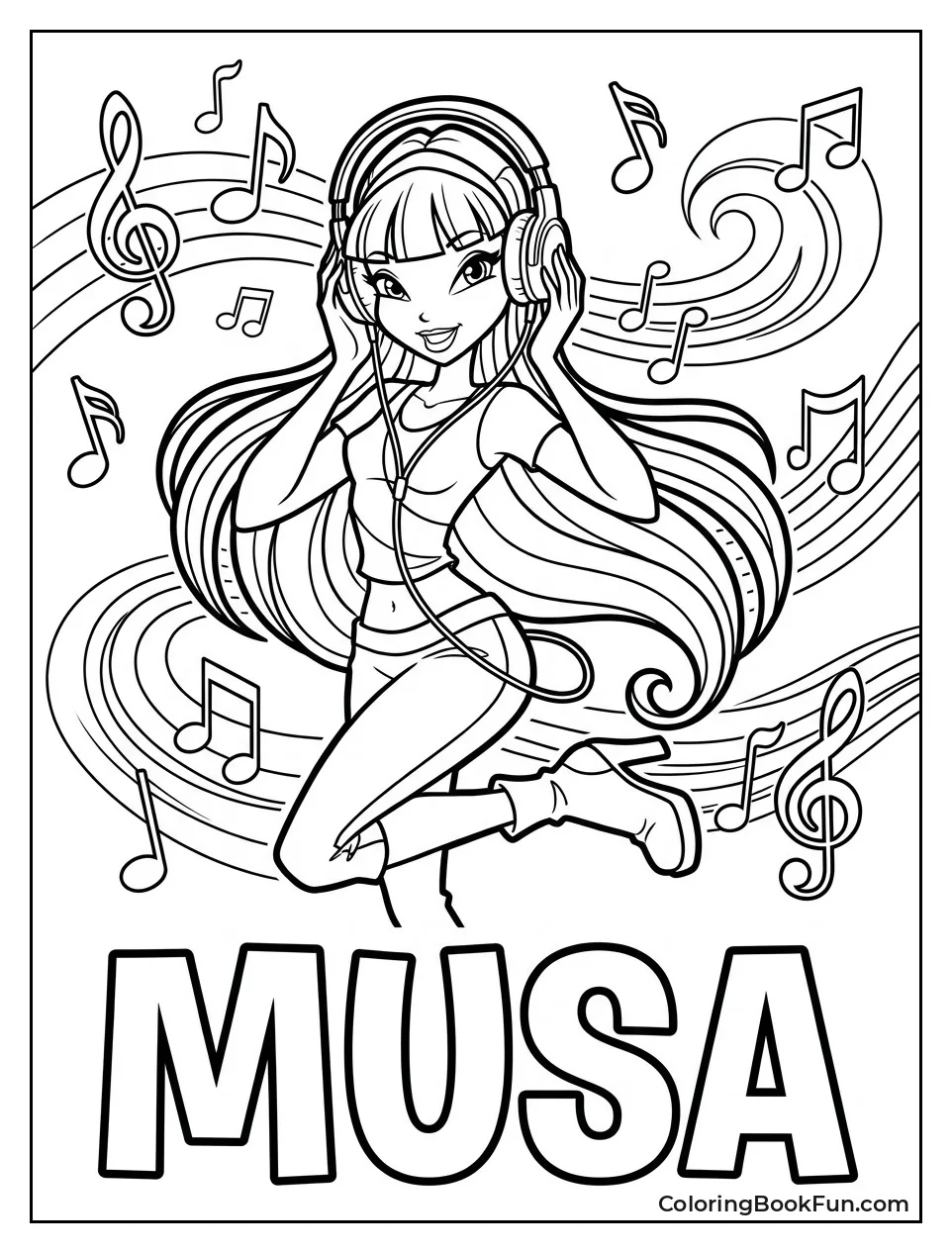 Musa Dances with Musical Notes Around