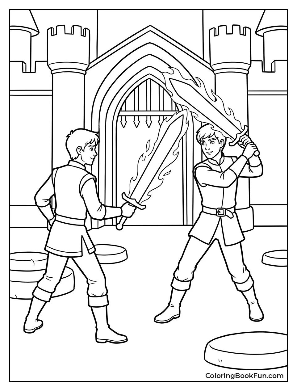 Sky and Brandon Train with Swords