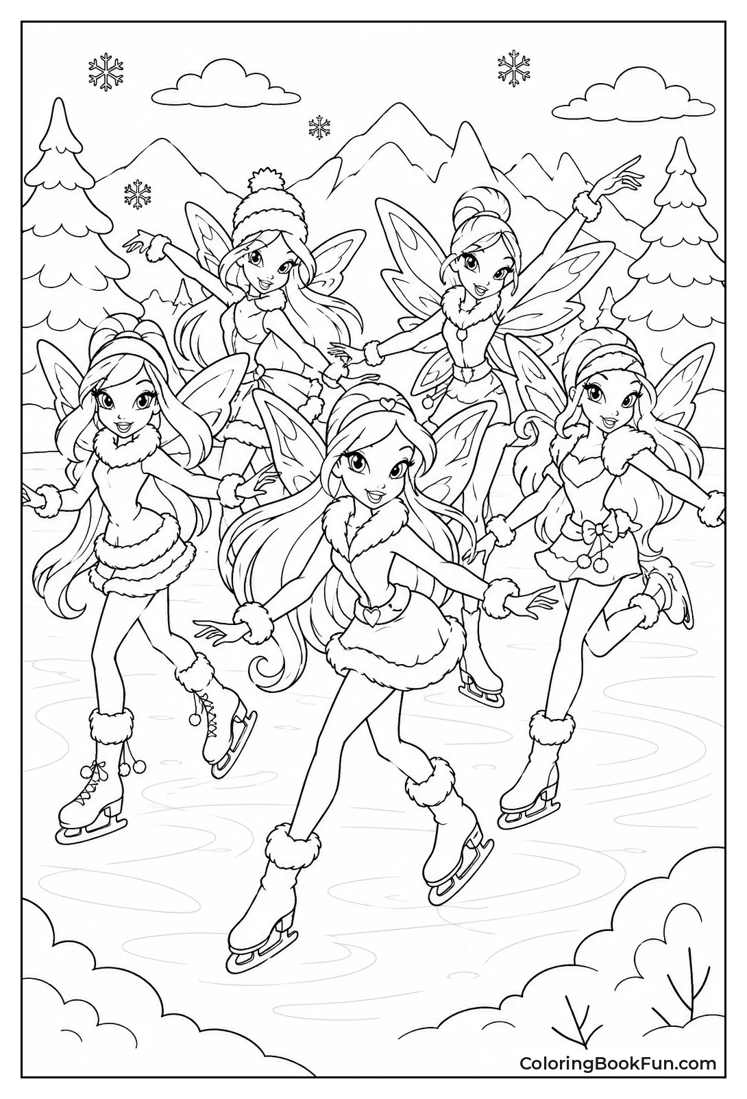 Fairies Ice Skate on Frozen Lake
