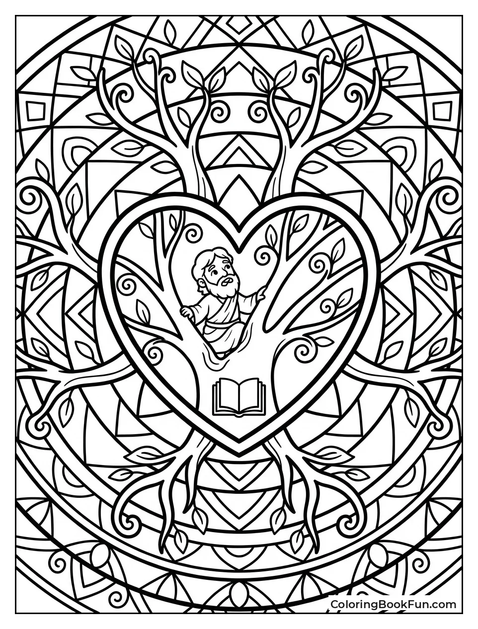Heart Mandala with Tree Branches
