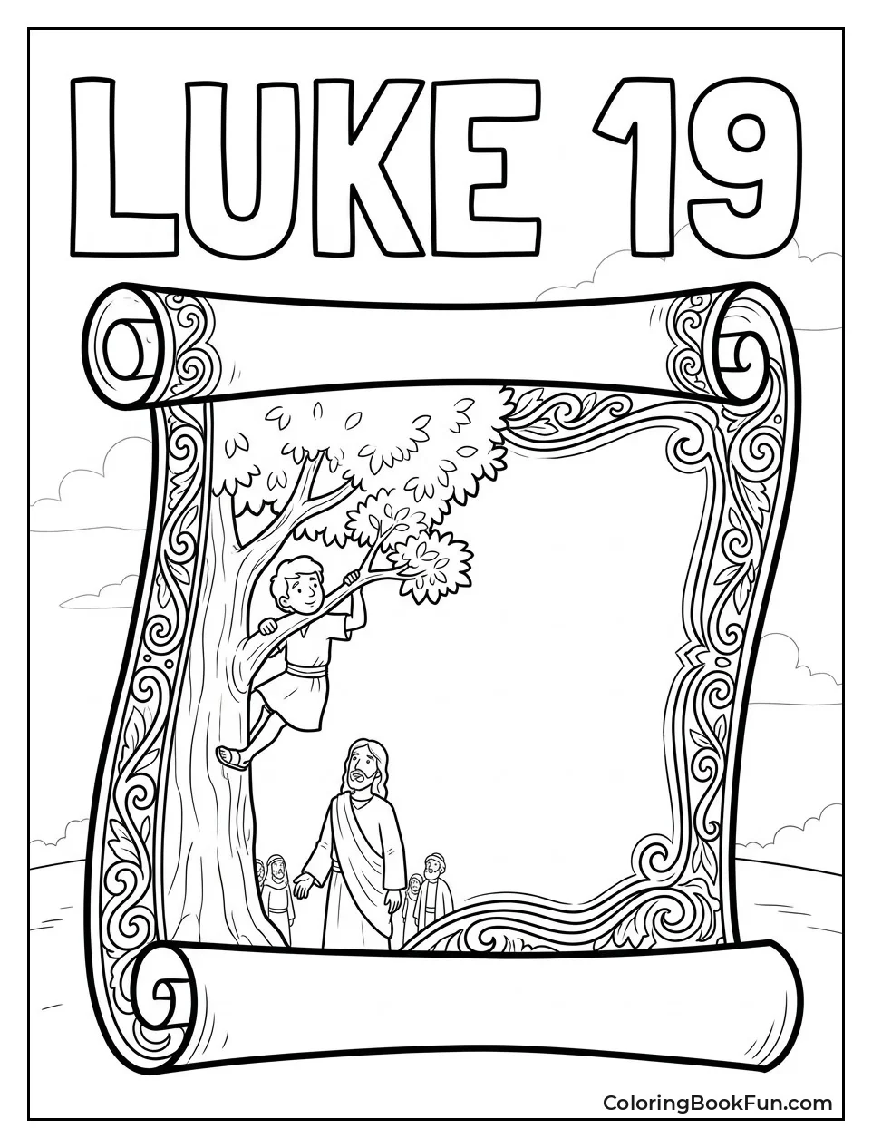 Open Scroll Shows Luke Chapter Nineteen