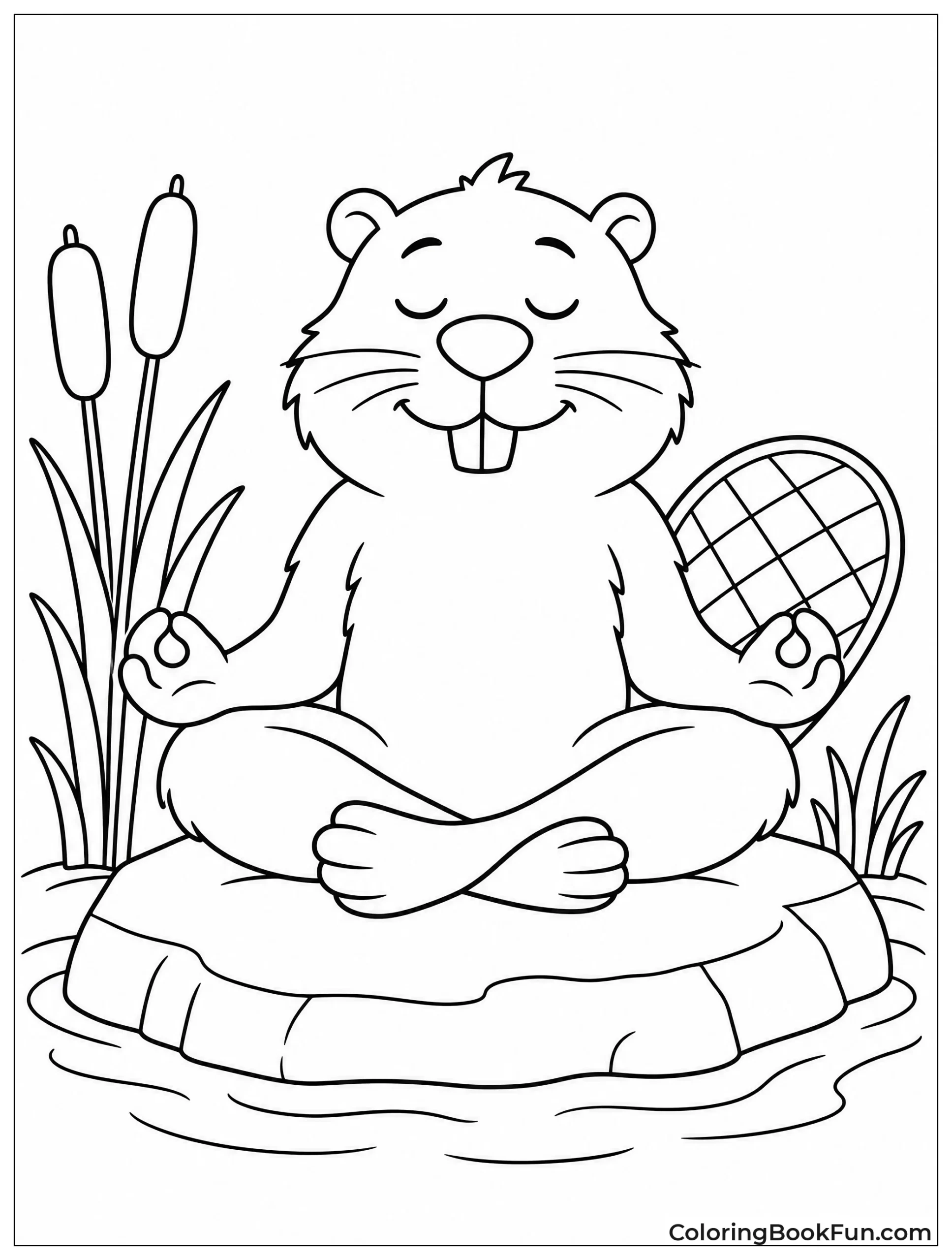 Beaver Meditates on Flat Rock