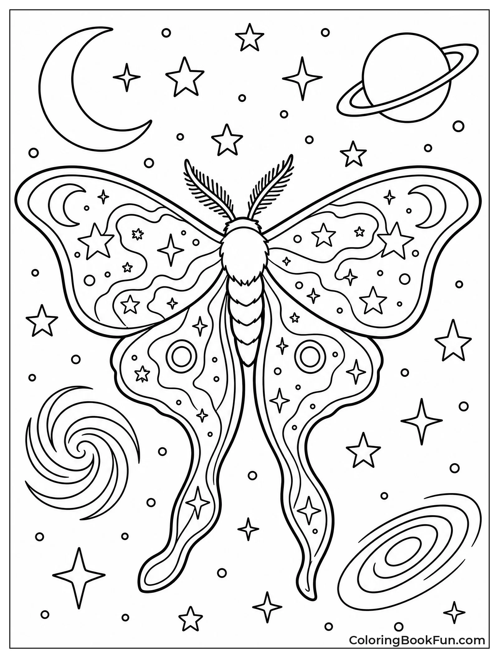 Moth Flying Through Starry Galaxy