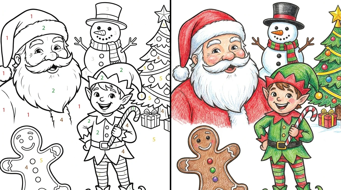 christmas color by number coloring pages