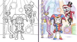 digital circus coloring pages