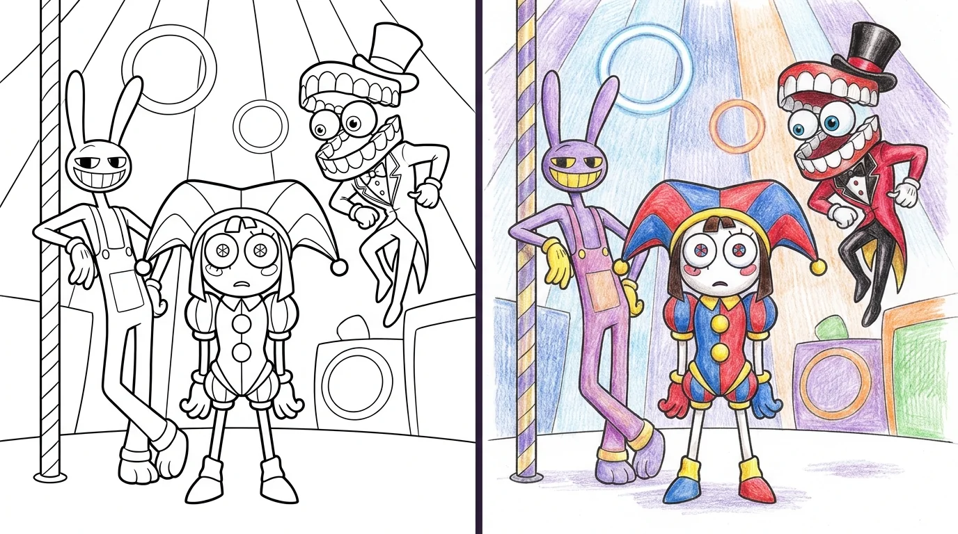 42 Digital Circus Coloring Pages (Free PDFs)