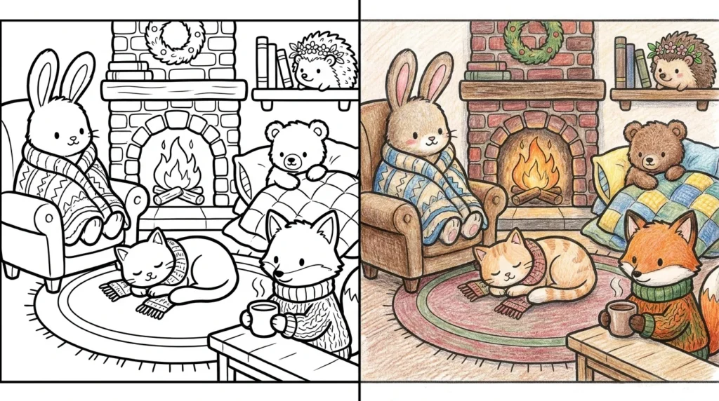 43 Fuzzy Hygge Coloring Pages (Free PDFs) - ColoringBookFun
