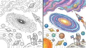 galaxy space coloring pages