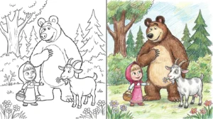 masha and the bear coloring pages