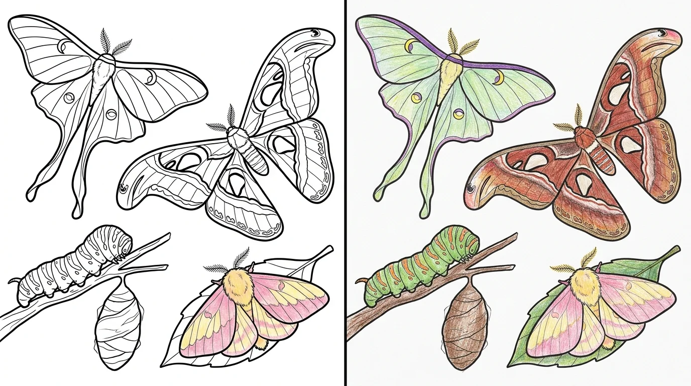 48 Moth Coloring Pages (Free PDFs)