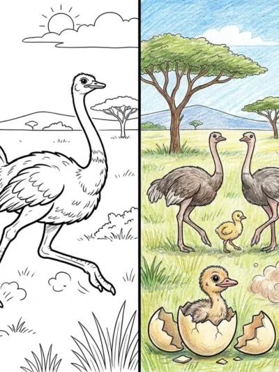 Ostrich coloring pages