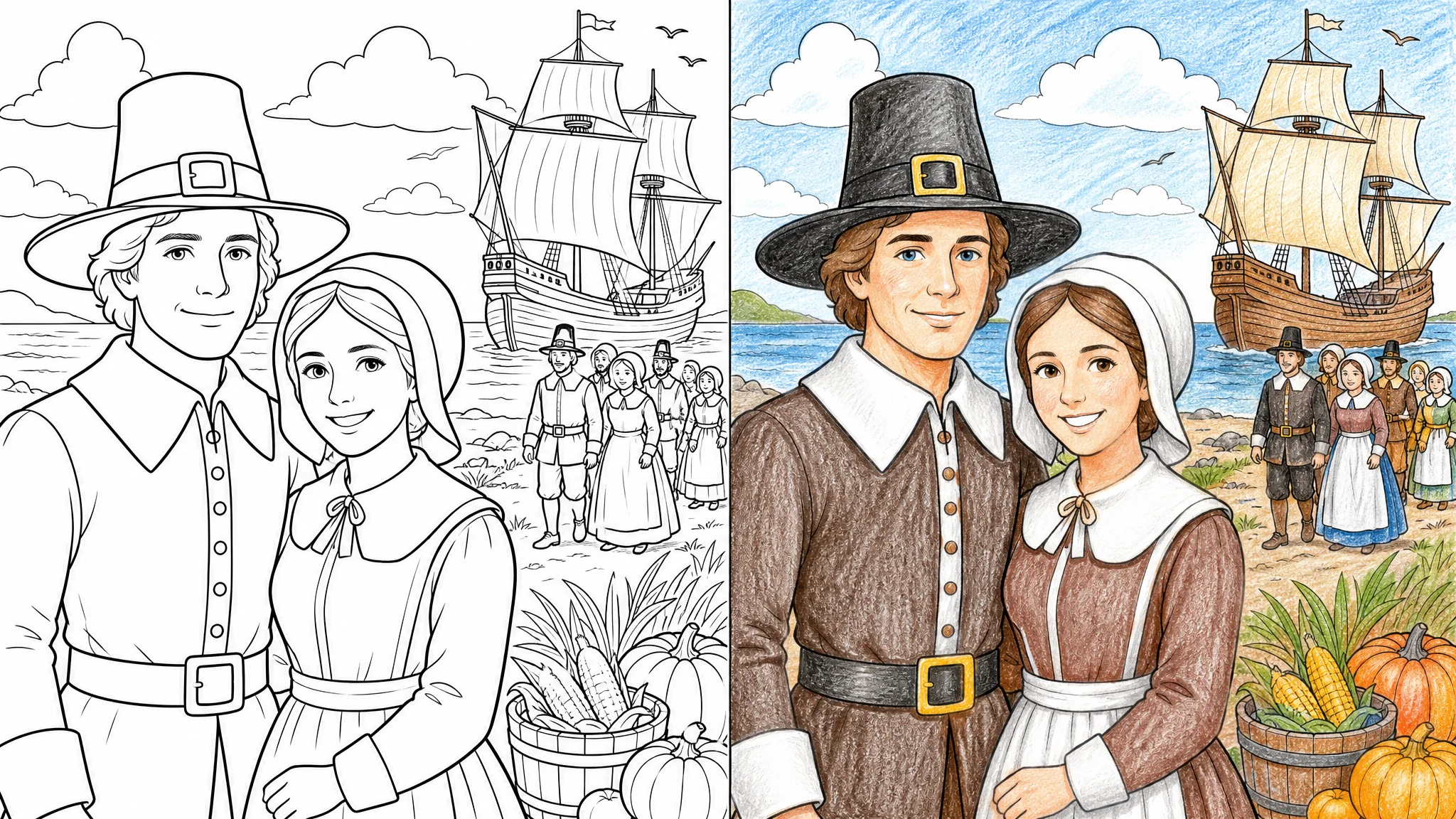 46 Pilgrim Coloring Pages (Free PDFs)