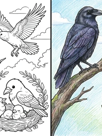 Raven coloring pages