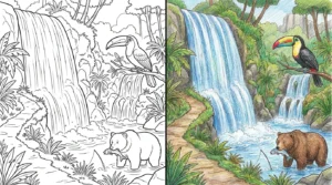 waterfall coloring pages