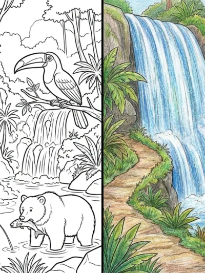 Waterfall coloring pages