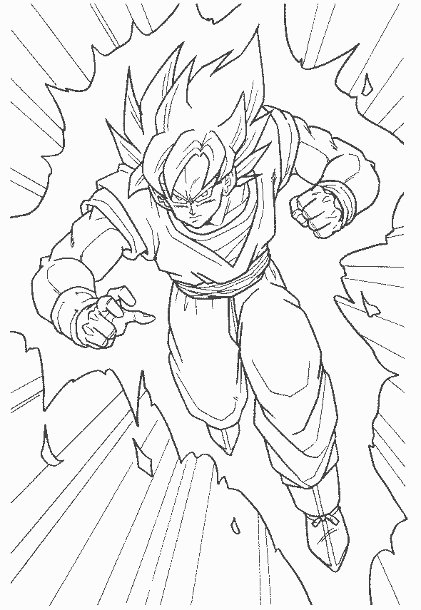 Songoku Super Saiyajin - 3 - Dragon Ball Kids Coloring Pages