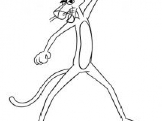 Drawing of Pink Panther sitting on an armchair coloring page